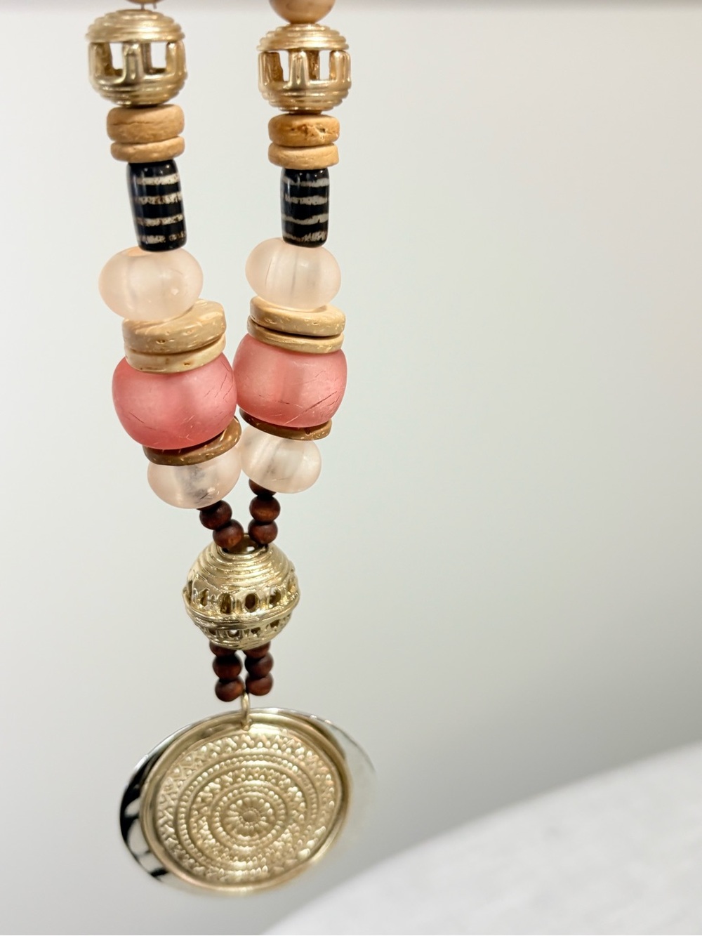 Chico's Coral, Peach and Gold Layered Pendant Necklace - Picture 8 of 9